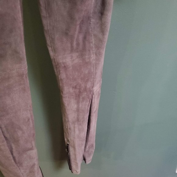 Vince   Leather Suede Skinny Pants with Zippered Ankles - Picture 3 of 5